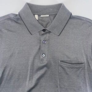 Brioni Mens Grey Textured Polo Shirt Short Sleeve Button Pocket Size L